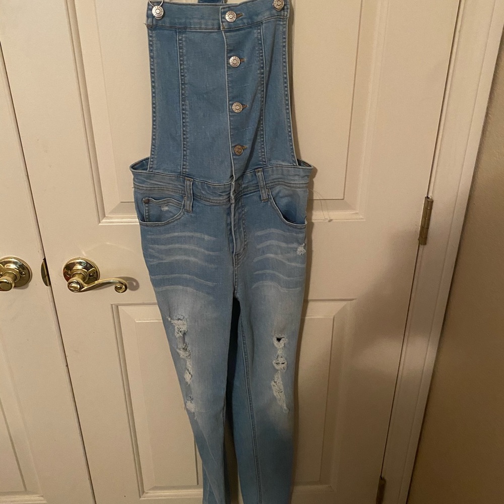 Celebrity Pink Distressed Denim Overall Size S - Picture 1 of 12